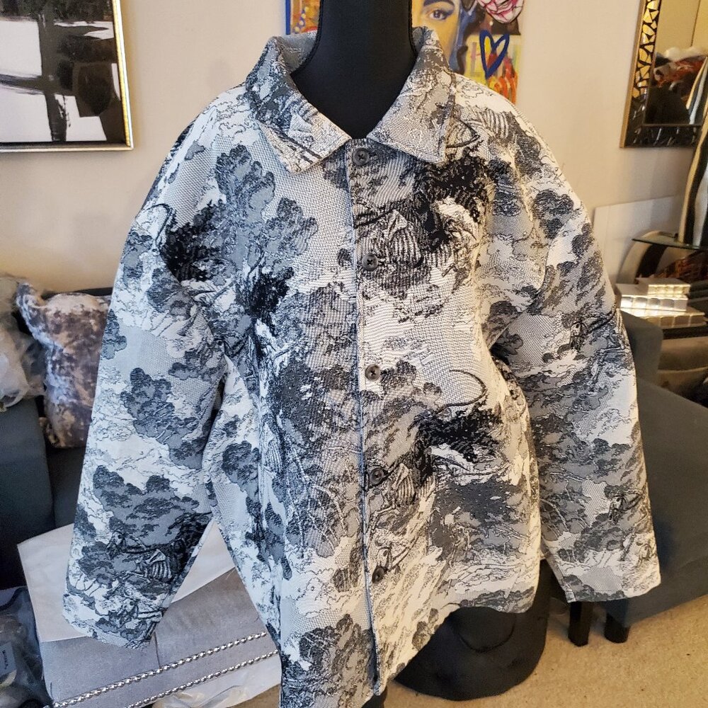 REBEL VENGEANCE TAPESTRY APOCOLYPSE HORSEMAN MONOCHROME SHACKET MEN'S/UNISEX NWT